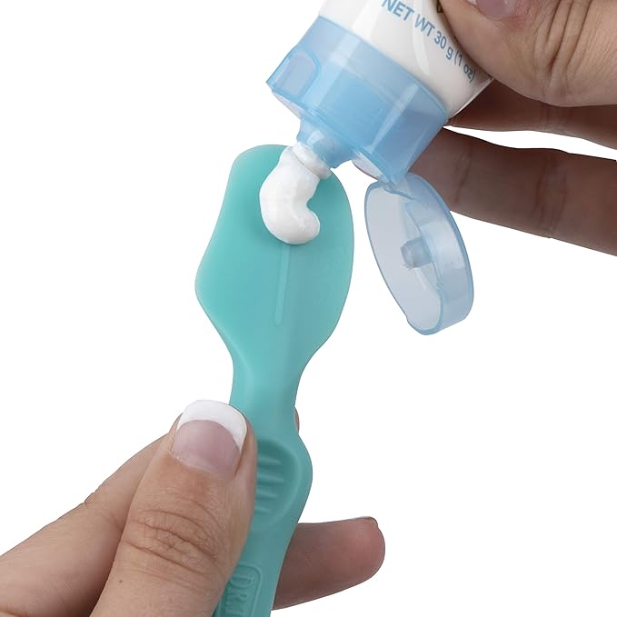 Dr. Talbot's Diaper Cream Brush for Babies - Diaper Rash Cream Applicator with Suction Base and Hygienic Case - Mini Size - Aqua Blue, (Pack of 2)