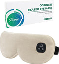 Heated Eye Mask for Dry Eyes, Cordless Warm Eye Compress with 4 Heat Levels, 4-Level Timing, 1000mAh Rechargeable, Blepharitis, Styes, Washable Cover, Travel, Gifts for Family(Beige)