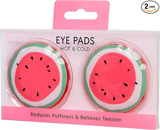 Bexter Watermelon Hot & Cold Eye Pads – Gel Eye Masks for Puffiness, Dark Circles, Migraines & Stress Relief – Reusable, Microwavable & Freezable – 2 Pads Set