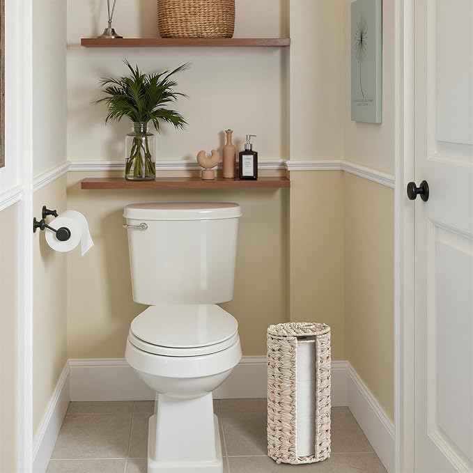 GRANNY SAYS Toilet Paper Storage Holder, Bathroom Toilet Paper Holder Stand, Woven Bathroom Baskets for Bathroom, Free Standing Organizer for Bathroom Storage