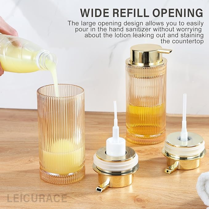Glass Foam Soap Dispenser, Refillable Foaming Dispenser with Gold Pump, Foam Hand Soap Dispenser for Bathroom Kitchen, Modern Home Bathroom Kitchen Decor （Foam Type/Clear）