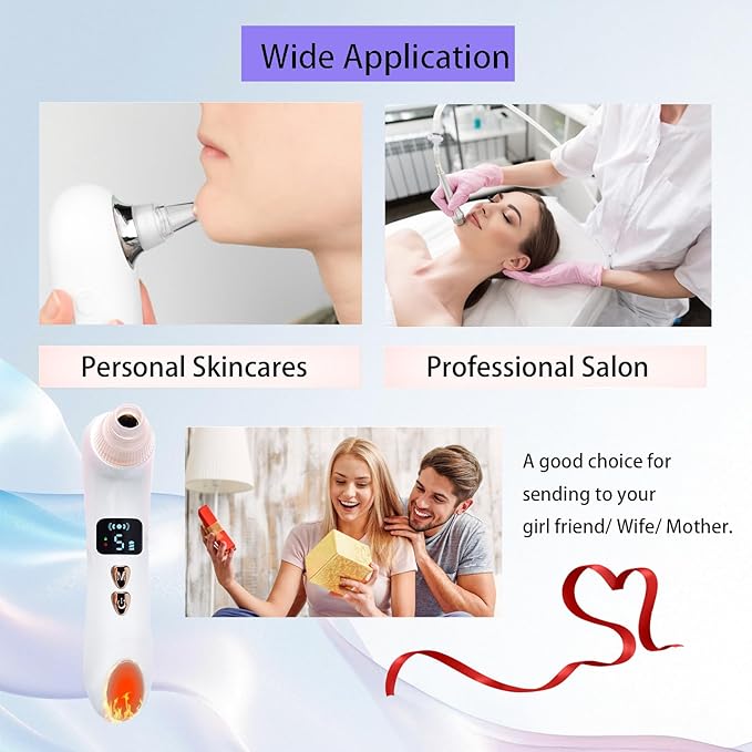 Blackhead Remover Vacuum Heat Visible, Pore Vacuum with Heating & HD Camera, Black Head Extractions Tool for Men and Women Pore Cleaner Facial Skincare Kits Set