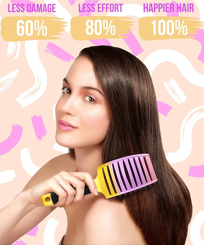 KTKUDY Wet or Dry Detangling Hair Brush for All Hair Types - Eliminates Knots & Reduces Breakage Hairbrush - Tangle Free Detangler Brush For Women Men & Kids, Single, 1 Count