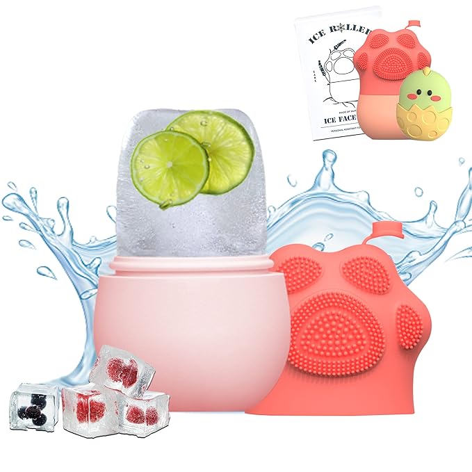 MS WGO Ice Roller for Face Eye Puffiness Relief - Cube Face Contour Facial Ice Roller - Eliminates Wrinkles, Dark Circles & Sunburn - Suitable for All Skin Types