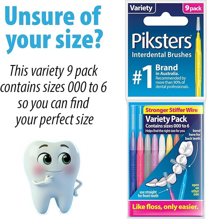 Piksters Interdental Brushes, 40 pk, Size 0, Interdental Tooth Brush for Very Tight Gaps, Gum Soft Bristles for Plaque Removal, Safe for Braces