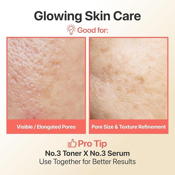 numbuzin No.3 Super Glowing Essence Toner, Fermented Toner for Skin Glow & Texture, Bifida, Niacinamide, Hydrating, Radiance-Boosting Essence, Pore Reset, 6.76 fl oz (200ml)