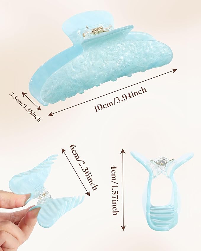 Molans 3PCS Hair Claw Clips Acrylic Clamps for women - Non-slip Strong Hold Barrettes for Thin Thick Hair, Medium hair clips Accessories