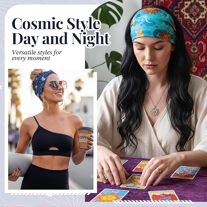 Wide Headbands for Women Knotted No Slip Head Bands Soft Turban Headband Hair Accessories Boho African Solid Color Head Wraps for Women Yoga Workout Pack of 6(Boho)