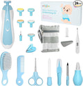 OTTOLIVES Baby Healthcare and Grooming Kit, 24 in 1 Baby Electric Nail Trimmer Set Newborn Nursery Health Care Set for Newborn Infant Toddlers Baby Boys Girls Kids Haircut Tools (0-3 Years+) (Blue)