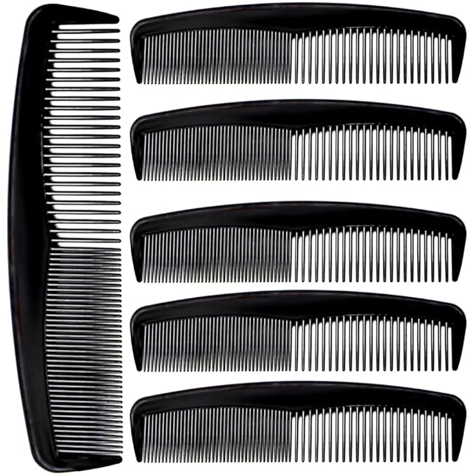 (6 Pack) 5" Pocket Hair Comb Beard & Mustache Combs for Men's Hair Beard Mustache and Sideburns (6 Pack_A)