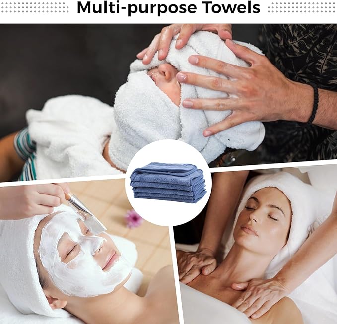 DIMEGON 12 PCS U-Shaped Facial Towels, Split Design, Soft Esthetician Towel, Facial Stem Massage Cleansing Towel, Coral Fleece Face Cloth for Beauty Salons, Skin Care, SPA Centers