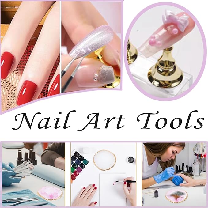 24 Pieces Nail Art Tools Kit Resin Nail Art Palette Acrylic Silicone Engraving Pen Dotting Pen Mixing Palette Detail Brushes Tools for Nail Art DIY Home Salon Makeup Display (Pink)