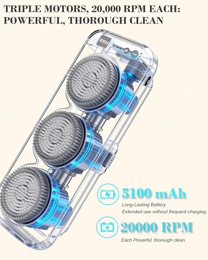 Electric Back Scrubber for Shower with 3 Motorized Brush Heads, Wall-Mounted Back Scrubber for Shower, Hands-Free Design, Easy to Install, for Elderly, Obese & Skin Care Enthusiasts