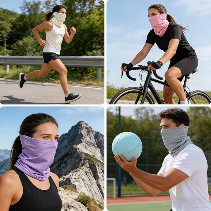 6 Pieces Summer Face Cover Scarf Mens Neck Gaiter For Men Women UV Protection Face Breathable Sun Protection Cycling Running