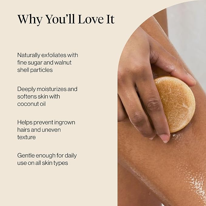 Kitsch Exfoliating Sugar Body Scrub Bar Soap – Polishing Soap Bar with Granules, Walnut Shell & Coconut Oil – Hydrating Exfoliating Body Scrub for Smooth, Glowing Skin Care – Made in the USA - 4 oz