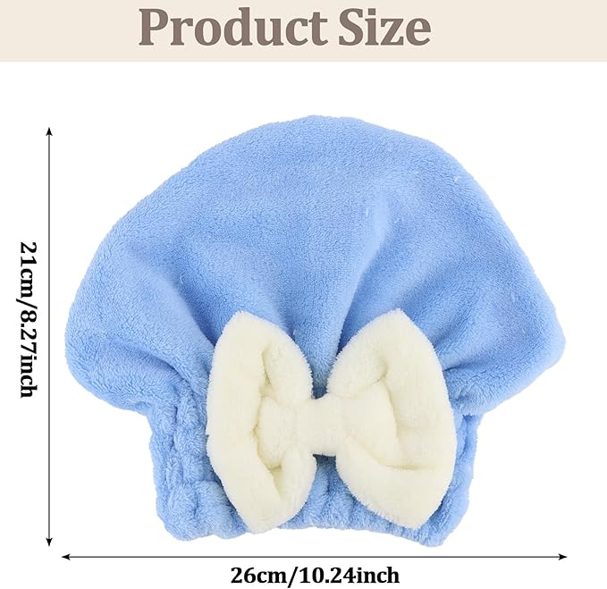2PCS Microfiber Hair Drying Caps Hair Towel Cap Extra Soft and Ultra Absorbent Fast-Drying Hair Turban Wraps Gift for Women and Girls(Pink and Blue)