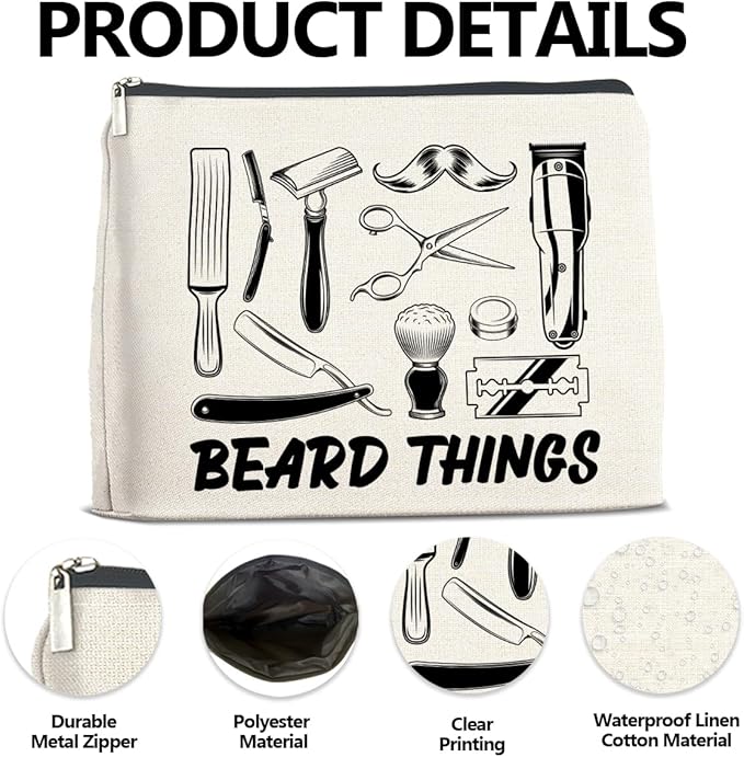 LyoGao Beard Things Toiletry Bag for Men for Men Travel Toiletry Organizer Dopp Kit Travel Organizer Shave Kit Accessories Makeup Bag Gift for Father Grandpa Brother Boyfriend