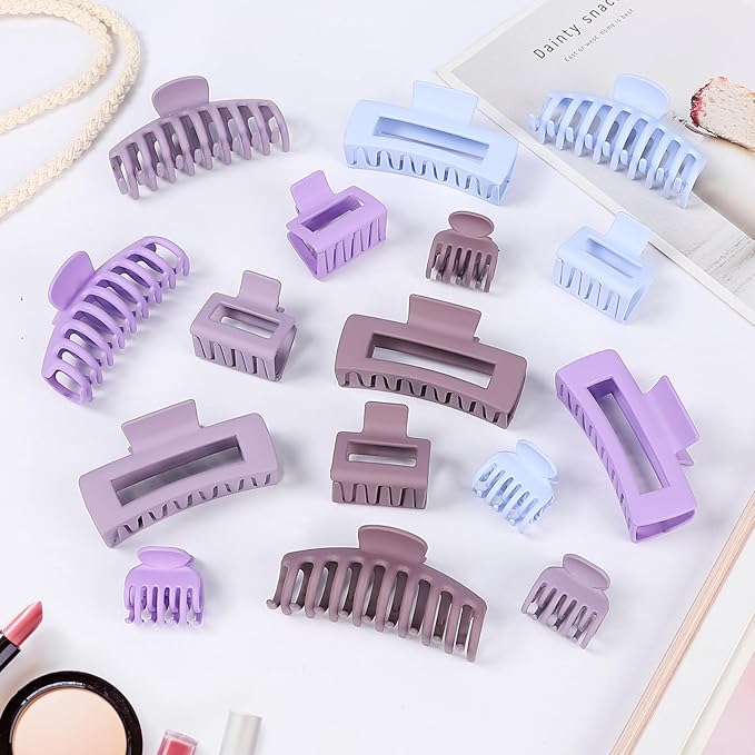 Hair Claws 16 Pcs Hair Clips for Women Thin Thick Curly Hair Large and Small Matte Banana Clips Strong Hold Nonslip