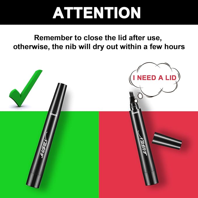 2PCS Beard Pencil Filler for Men - Sweat Proof, Water Resistance, Long Lasting & Natural Finish barber Pencil, Mustache Repair Shape(BROWN)