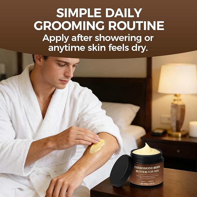 Pheromone Body Butter For Men, Skin body butter for men with Shea Butter, Cocoa Butter & Coconut Oil, Alcohol-Free, Vega, Long-Lasting Masculine Scent, Non-Greasy