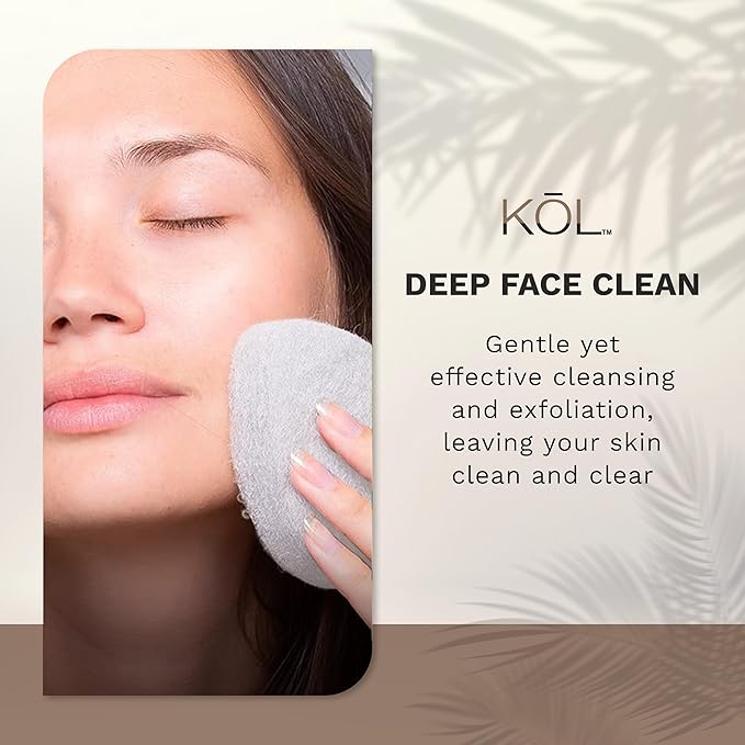 KOL Face Scrubber Pads, Unscented Exfoliating Facial Cleansing Sponges with Vitamin E for Gentle Daily Face Wash and Makeup Removal, 6 Count