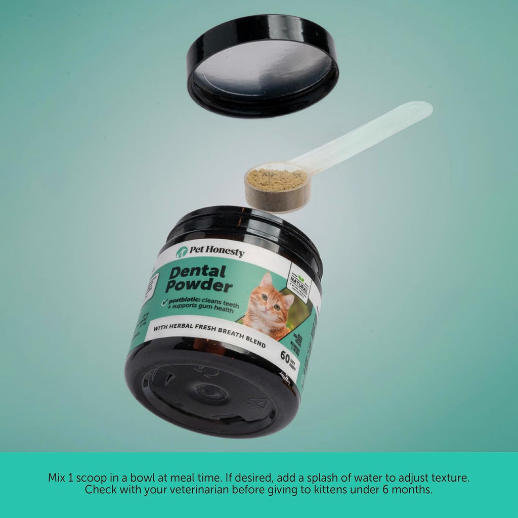 Cat Breath Freshener Dental Powder for Teeth Cleaning Plaque Off, Dental Care for Cats, Tartar Remover for Teeth with Natural Herbal Blend (60 Day Supply)