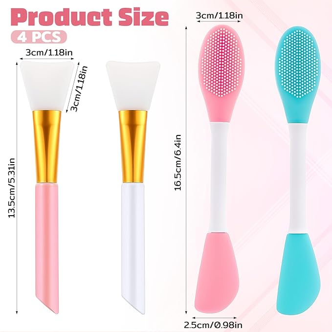 4 Pcs Face Mask Applicators, Silicone Face Mask Brush, Reusable Face-Mask Applicator Tool, Facial Brushes Applicator for Apply Skincare Lotion, Gel, Cream, Cosmetic Foundation
