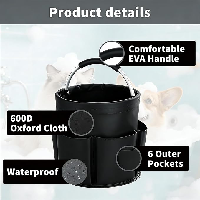 Felt Pet Dog Grooming Bag, Small Pet Grooming Tote Bag with 6-Pocket Supplies Organiser for Clippers, Nail Grinder, Cleaning Brush, Trimmer, Nozzle
