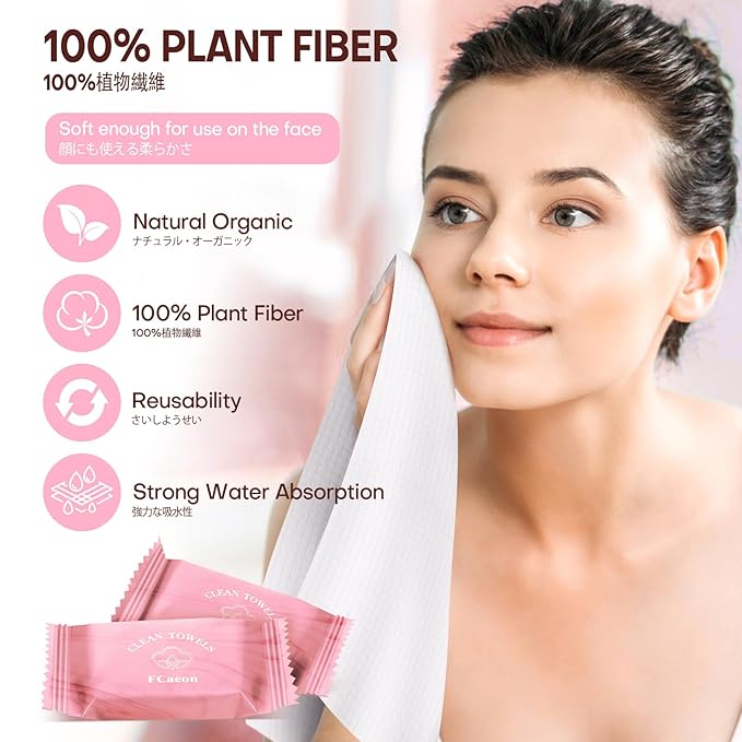 Compressed Towel Tablets Large Ultra Soft Disposable Face Towel Individually Wrapped 12x9 Inch Portable Washcloths for Makeup Removal Beauty Salon Gym Camping Travel Outdoor Sports(20 Pcs Pink)