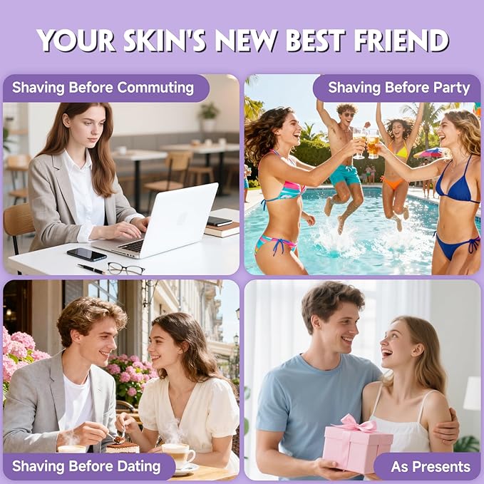 Bikini Trimmer for Women, Tiovara Painless Electric Razors Shaver IPX7 Waterproof Cordless Body Hair Trimmer Pubic Hair Removal with USB Charge Dock for Underarm Leg Arm Body Face Silk Skin (Lilac)