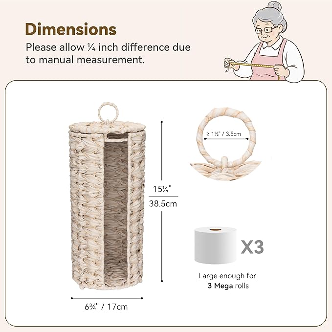GRANNY SAYS Toilet Paper Storage Holder, Bathroom Toilet Paper Holder Stand, Woven Bathroom Baskets for Bathroom, Free Standing Organizer for Bathroom Storage