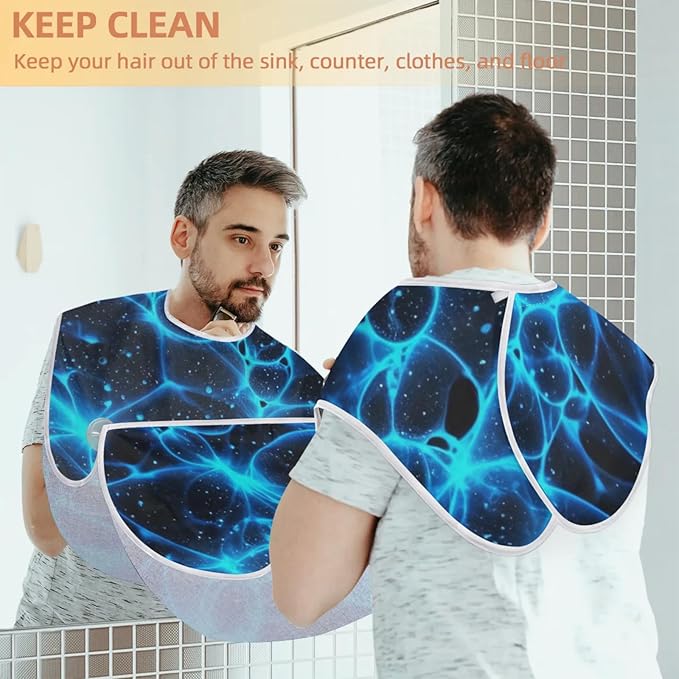 Lightning Bolt Beard Bib Apron,Beard Hair Catcher,Non-Stick Beard Shave Cape,Shaving Trimming Non-Stick Waterproof Grooming Gifts for Dad Men Him Boyfriend