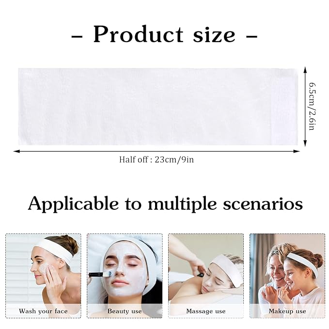 Pimoys Disposable Spa Headband, 30 Count Skincare Facials Headbands for Esthetician Supplies Stretch Headbands Spa Gifts for Mom Women