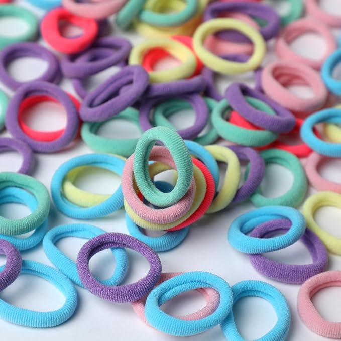 WANBY Hair Ties Mini Seamless Colorful Hair Bands Soft Elastics Ponytail Holders Hair Ties (Colorful 200 Pcs)