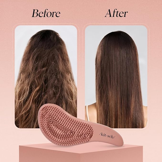 Kitsch Detangler Brush – Gentle Curly Hair Brush with Flexible Bristles for All Hair Types - Wet or Dry | Detangling Hair Brushes for Women & Men, Hairbrush for Adults & Kids - Terracotta