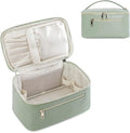 Wandering Nature Makeup Bag, Travel Make Up Organizer Cosmetic Brush Bags Case for Women in Vegan Leather, Sage Green, Patent Pending