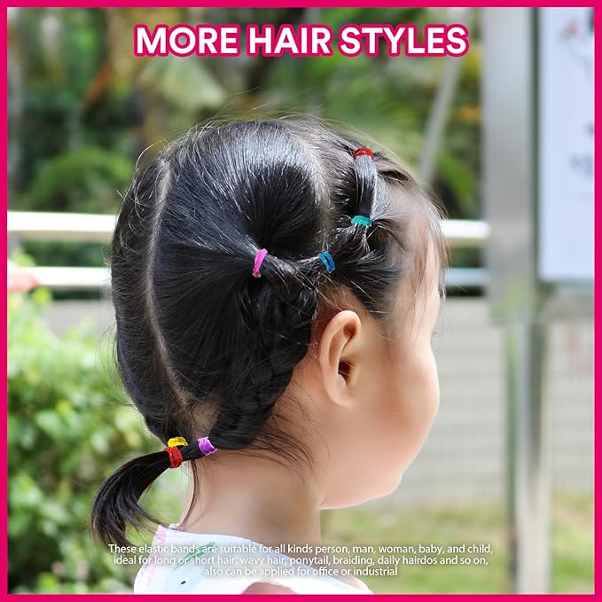 Teenitor Color Elastic Hair Bands, Hair Ties,2000pcs Multi Color Hair Holder Hair Tie Elastic Rubber Bands for Baby Girls