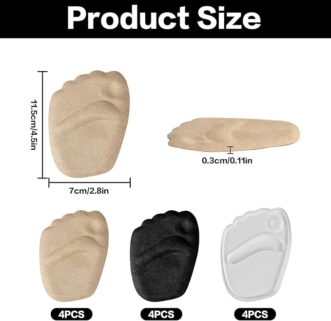 6 Pairs Metatarsal Pads for Women, Forefoot Cushion Inserts for Women Shoes, Non-Sliding Insole Pads for Open Toe Shoes, Ball of Foot Cushions, Shoe Filler, Reduce Foot Slip