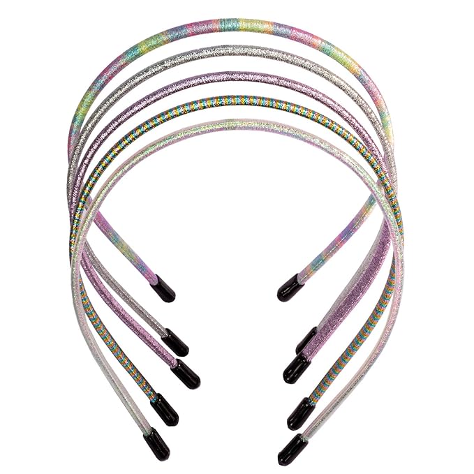 minihope Skinny Multicolor Headbands - Assorted Colors for All Hair Types - Instant Style, Pain-Free Wear - Durable, Adjustable, 5 Pack - Women, Men, Boys, Girls.