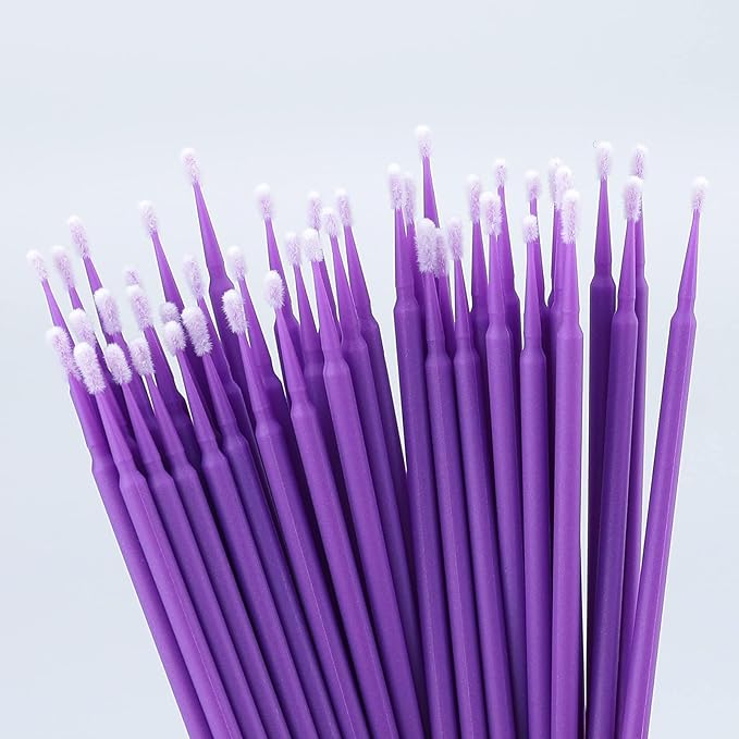 G2PLUS Micro Swabs - 100pcs Cotton Swabs for Makeup, Purple Disposable Applicators Brush for Nails, Eyeliner and Lash Tech Supplies