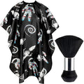 FEBSNOW Kids Hair Cutting Cape,Professional Kids Barber Cape and Neck Duster Brush Cartoon Hairdresser Apron with Adjustable Closure for Children Salon Barber Supplies(Astronaut Space Travel)