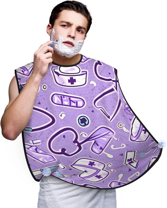 Ocean Fishes Print Beard Bib Shaving Apron, Beard Hair Trimming Cape Gift For Dad