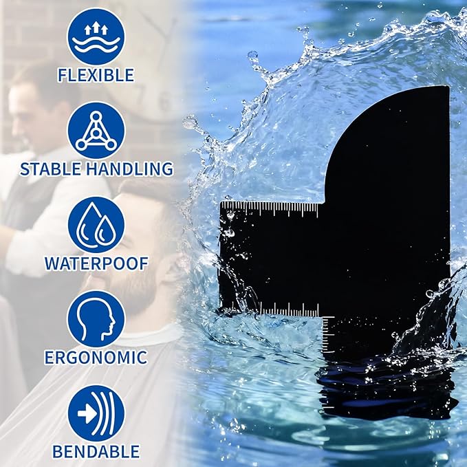 Men's Hairline Guide for Hair Cutting, Hair Trimming Tool with T-Ruler, Barber Styling Template for DIY Haircuts, Beard Lineup Tool Beard Shaping, and Neckline Enhancement Card for Barbers