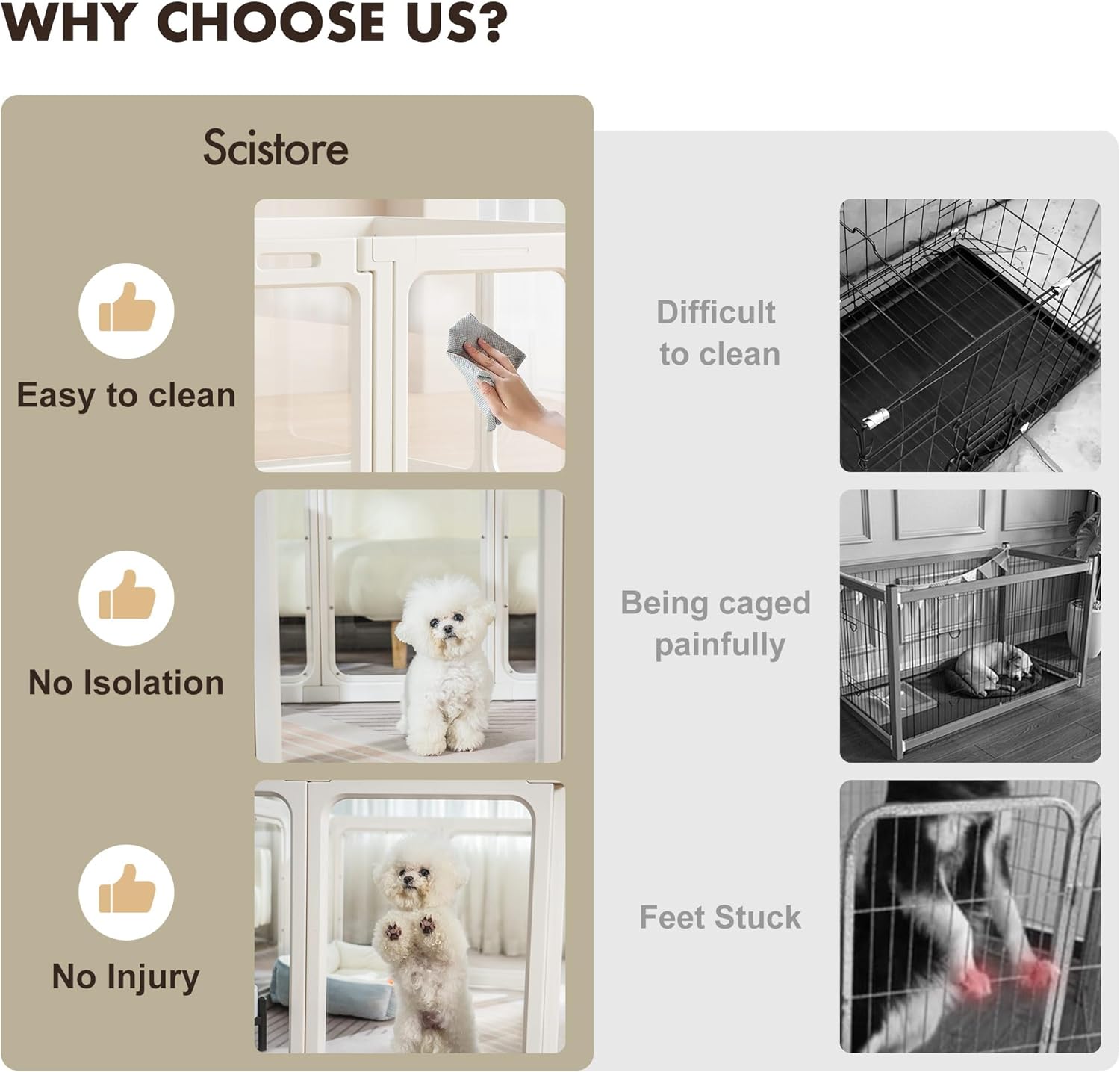 Acrylic Dog Playpen-Clear Dog Play Pen Indoor for Puppy-24”H 10Panels Transparent Pet Fence for Small Animals Rabbit Cat Ferret Whelping Crate Enclosure Cage Kennel with Easy Assembly