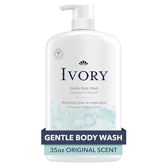 Ivory Body Wash, Designed for the Whole Family, Gentle Formula, Free of Dyes Heavy Perfumes Parabens Phthalates & Silicones, for Sensitive Skin, Designed for Skin's pH, Original Scent, 35 oz
