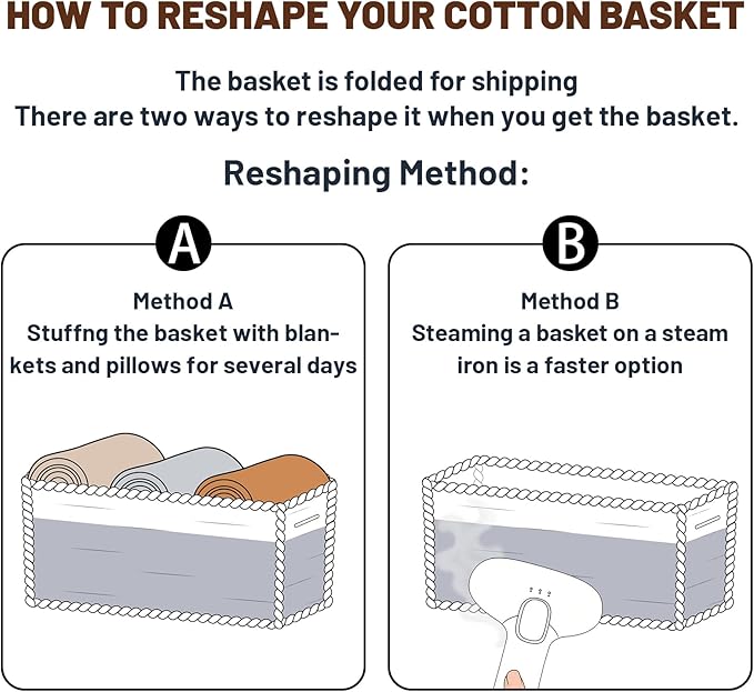 Large Shallow Organizing Baskets 15x11x5.1 Inches - Rope Woven Storage Bins for Bathroom, Shelves, Cube Closet, Beige 3 Packs