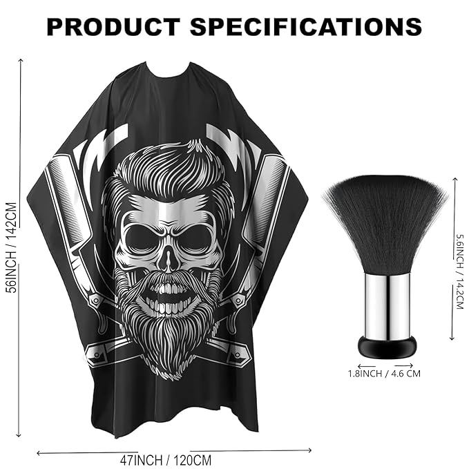 BESTBOMG® Professional Hair Cutting Cape with Neck Duster Brush, Large Size Salon Barber Cape for Men, Women and Kids with Hair Clippers Cleaning Brush