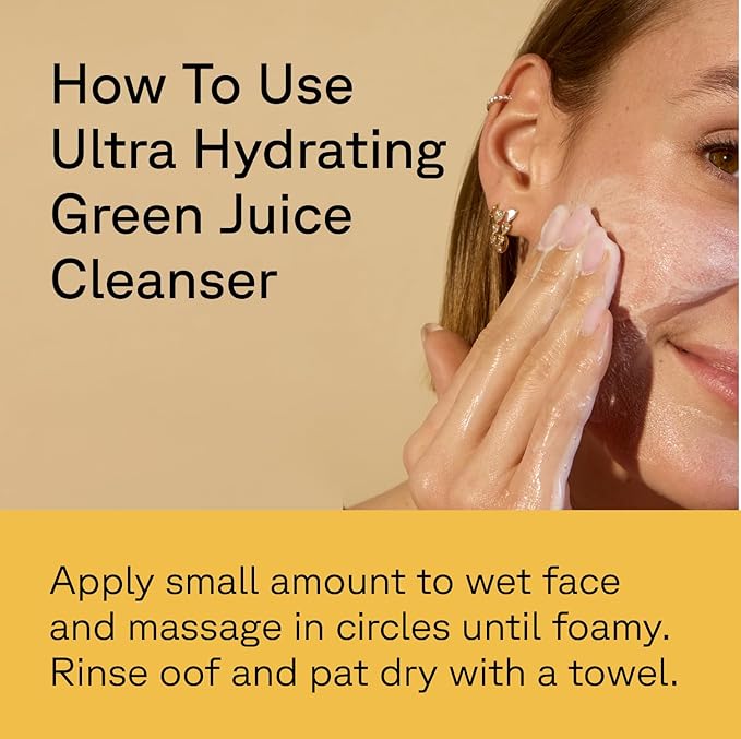 Acure Ultra Hydrating Green Juice Face Cleanser - Superfood Cleanser, Green Face Wash for Women & Men, Clean Skin Formula, Detoxifying Facial Cleansing Foam - 4 fl oz (2 Pack)