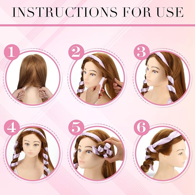 Heatless Curling Rod Headband, Heatless Hair Curler Heatless Curls Overnight for Short Long Hair No Heat Overnight Curls with Thin Curlers to Sleep In for Short Hair (Purple)