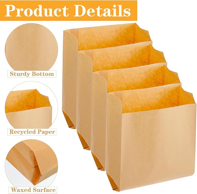100 Pcs Kraft Feminine Hygiene Liner Bag, Business Restroom Bathroom Personal Dispensers 7.5 x 10" Waste Receptacle Paper Liners, Sanitary Napkin Disposal Bags, Kraft Bag